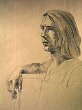 Realist charcoal drawing.