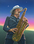 Realist oil painting.