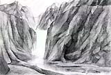 Realist charcoal drawing.